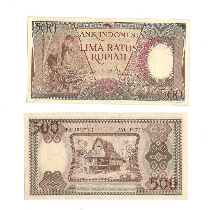 Uang kuno Indonesia 500 Rupiah 1958 Seri Pekerja Tangan I Fair-Very Fine