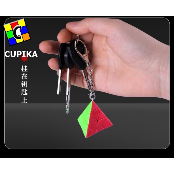 Rubik Keychain QiYi Pyraminx Keychain 3x3x3 Stickerless QiYi Gantungan Kunci