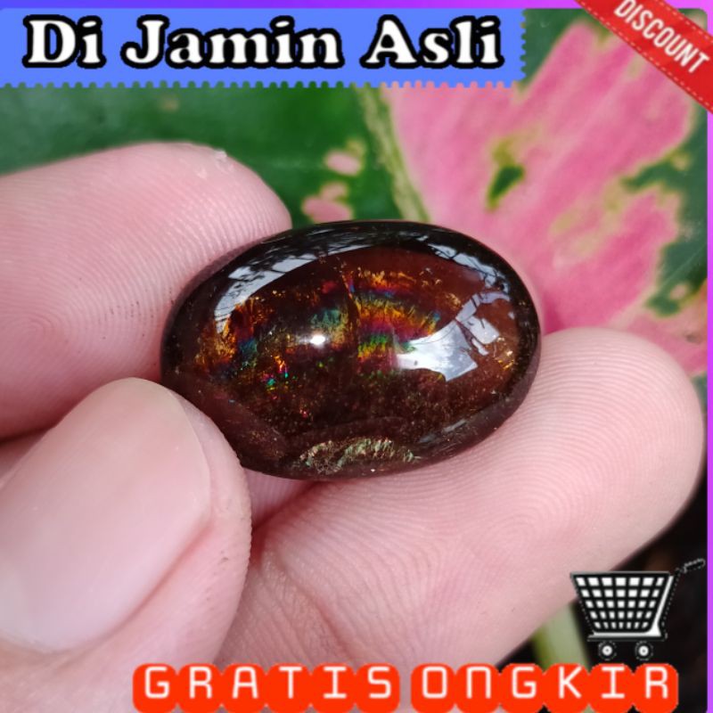 batu kecubung pelangi asli natural alam koleksi langka antik unik cincin akik pria kalimaya opal