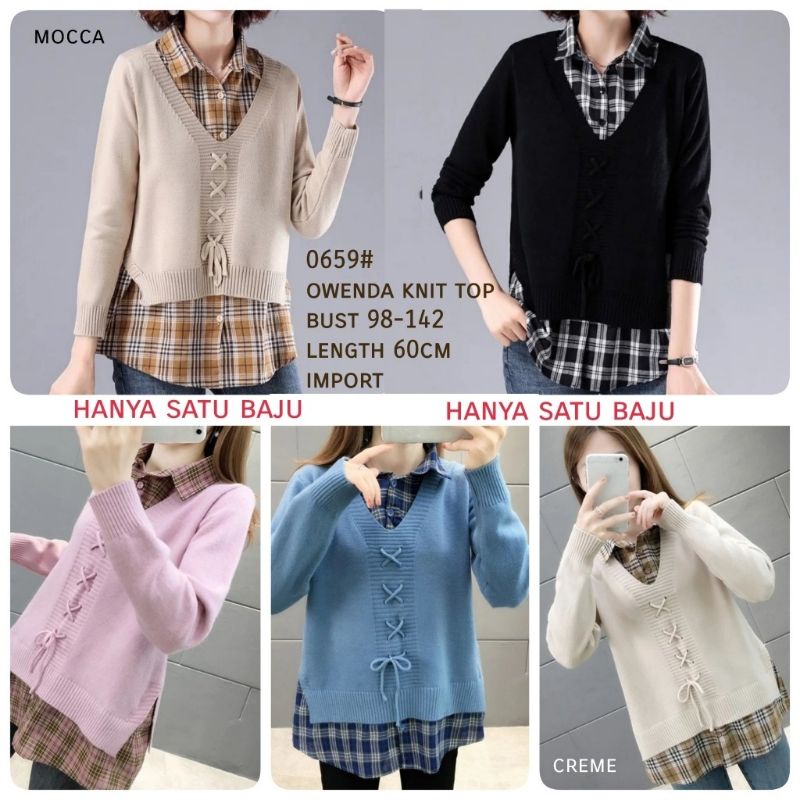 MDLV ~ 0659 OWENDA KNIT TOP KOREA ATASAN RAJUT BLOUSE RAJUT PREMIUM KEMEJA RAJUT FASHION IMPORT