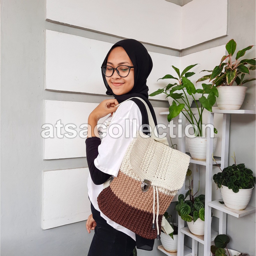 Tas Ransel Rajut 3 Warna ATSACOLLECTION