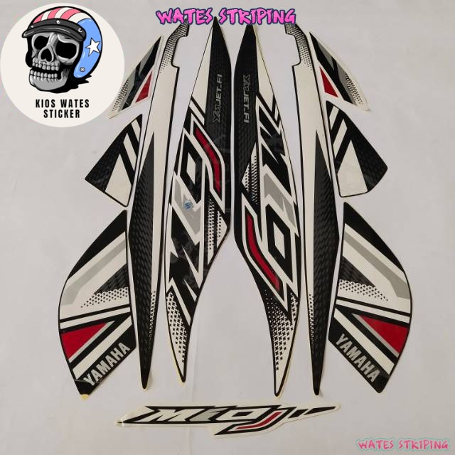 Striping Decal Polet Sticker Yamaha Mio j mioj putih lis hitam 2012 2013 list body standar kualitas 