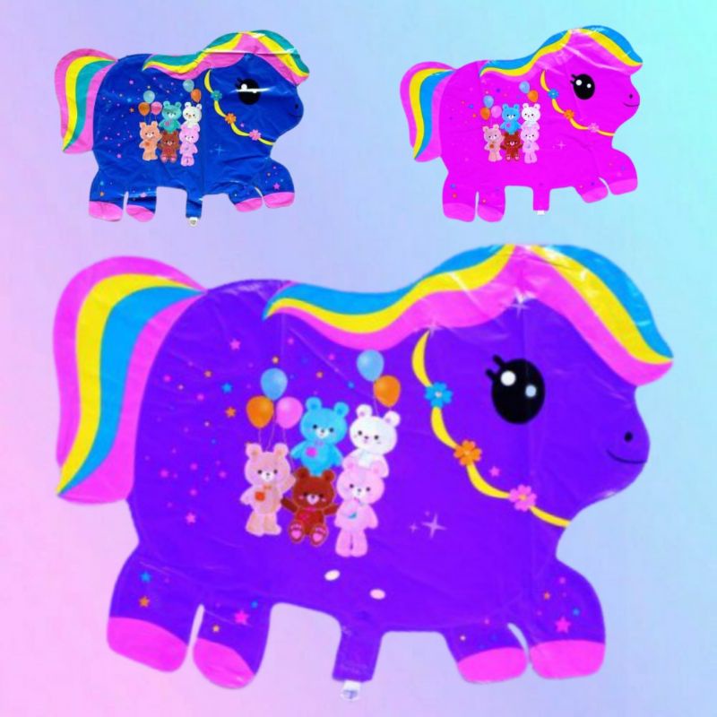 1pack KUDA PONI PELANGI (BALON GAS/FOIL/TERBANG/KARAKTER )