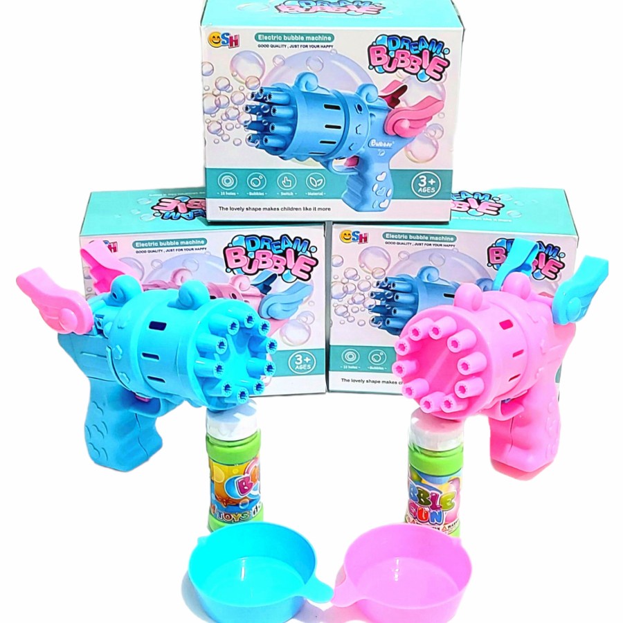 Mainan Bubble Senapan Tembakan Gelembung Sabun Pistol Elektrik Otomatis 10 Mata