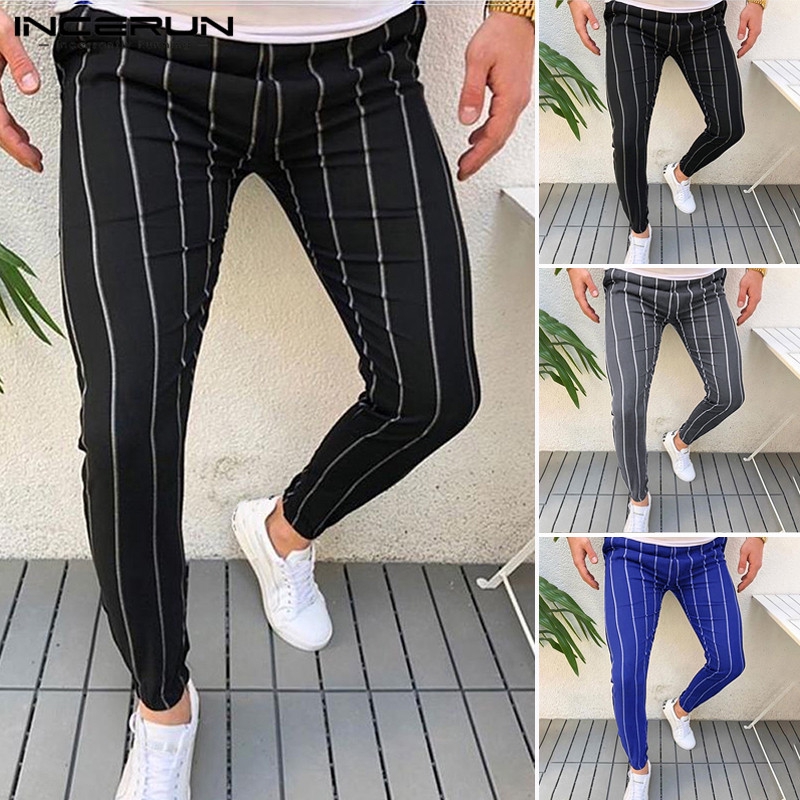 slim fit striped pants