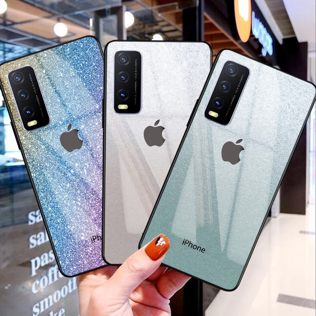 Softcase Glass Kaca GLITTER [SF94] VIVO Y12S-Y20-Y20 SG-Y20 S Terbaru Casing Handphone-Pelindung Han
