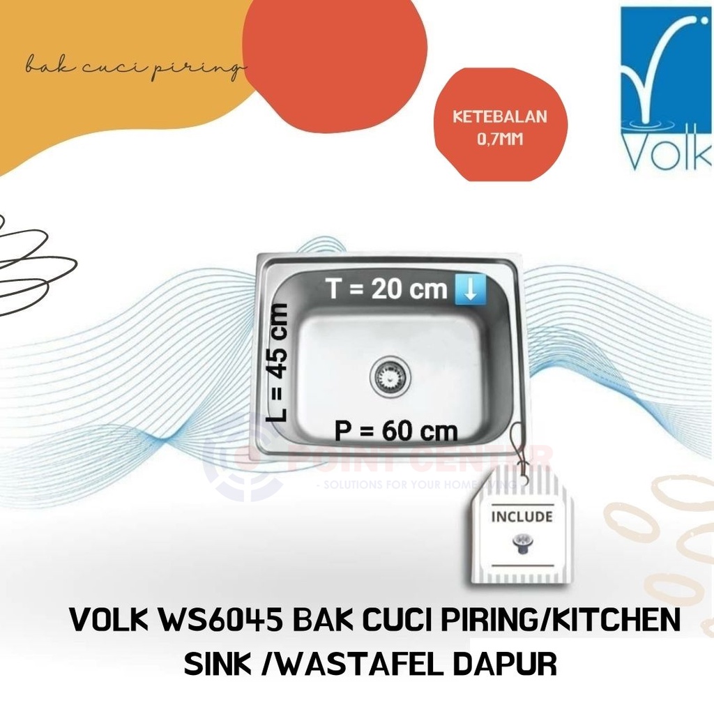 TERMURAH VOLK WS6045 KITCHEN SINK BAK CUCI PIRING BCP