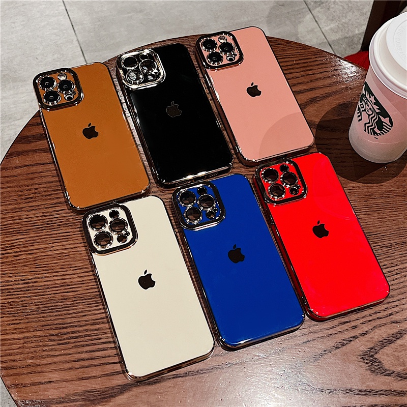 【6D Plating】New pink Liquid Silicone Phone case for iPhone 12 11 Pro MAX 7+ 8Plus XR XS MAX Lens protector soft shockproof back cover