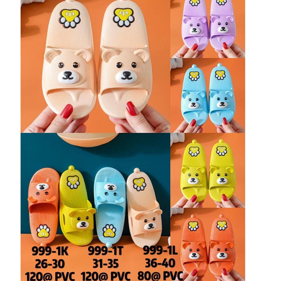 COD Sandal Slop Karet Anak motif BEAR Lucu Timbul Trendy Import lls 999-1k 1t 26-35 buruan