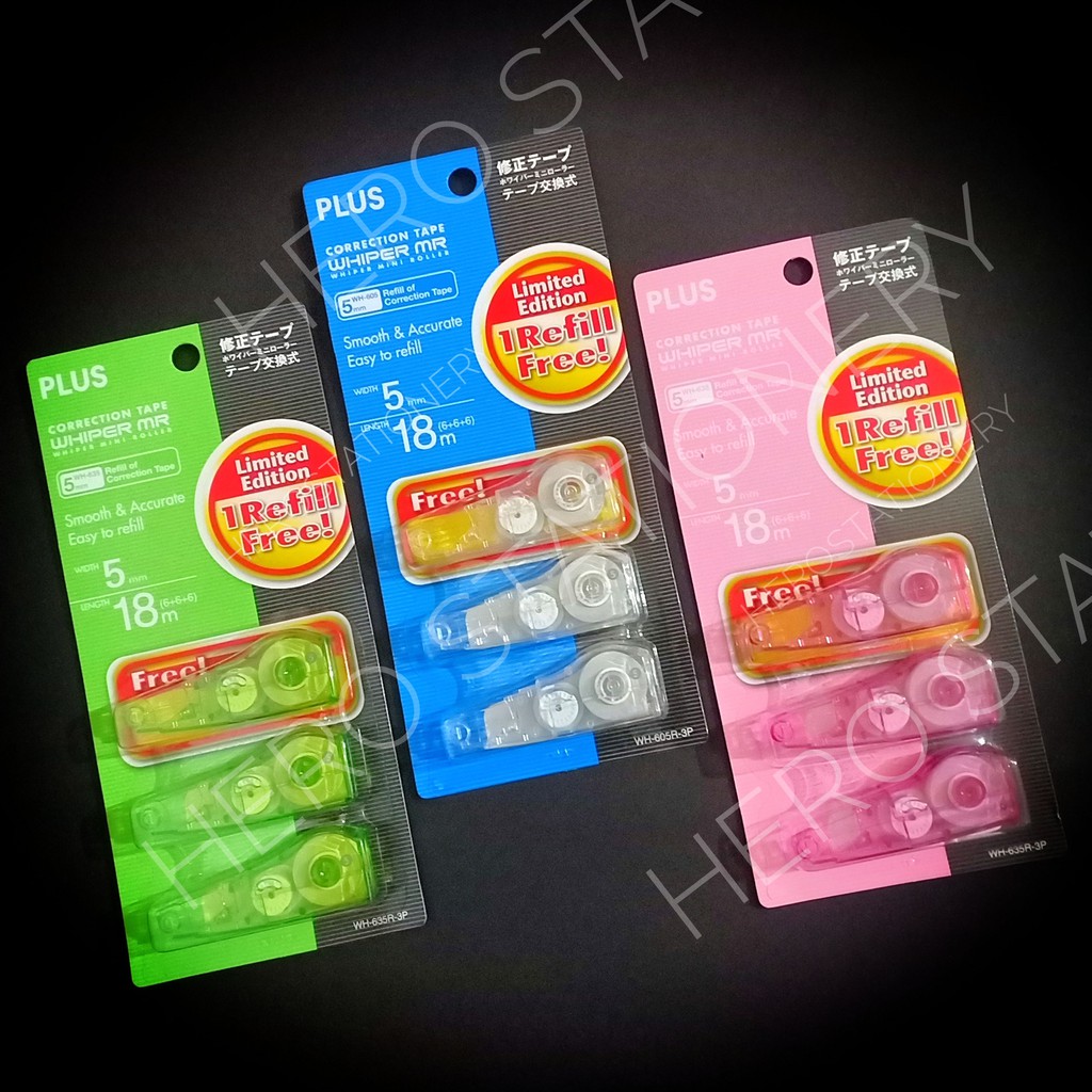 

Refill isi ulang correction tape plus whiper mini roller MR isi 3 unit