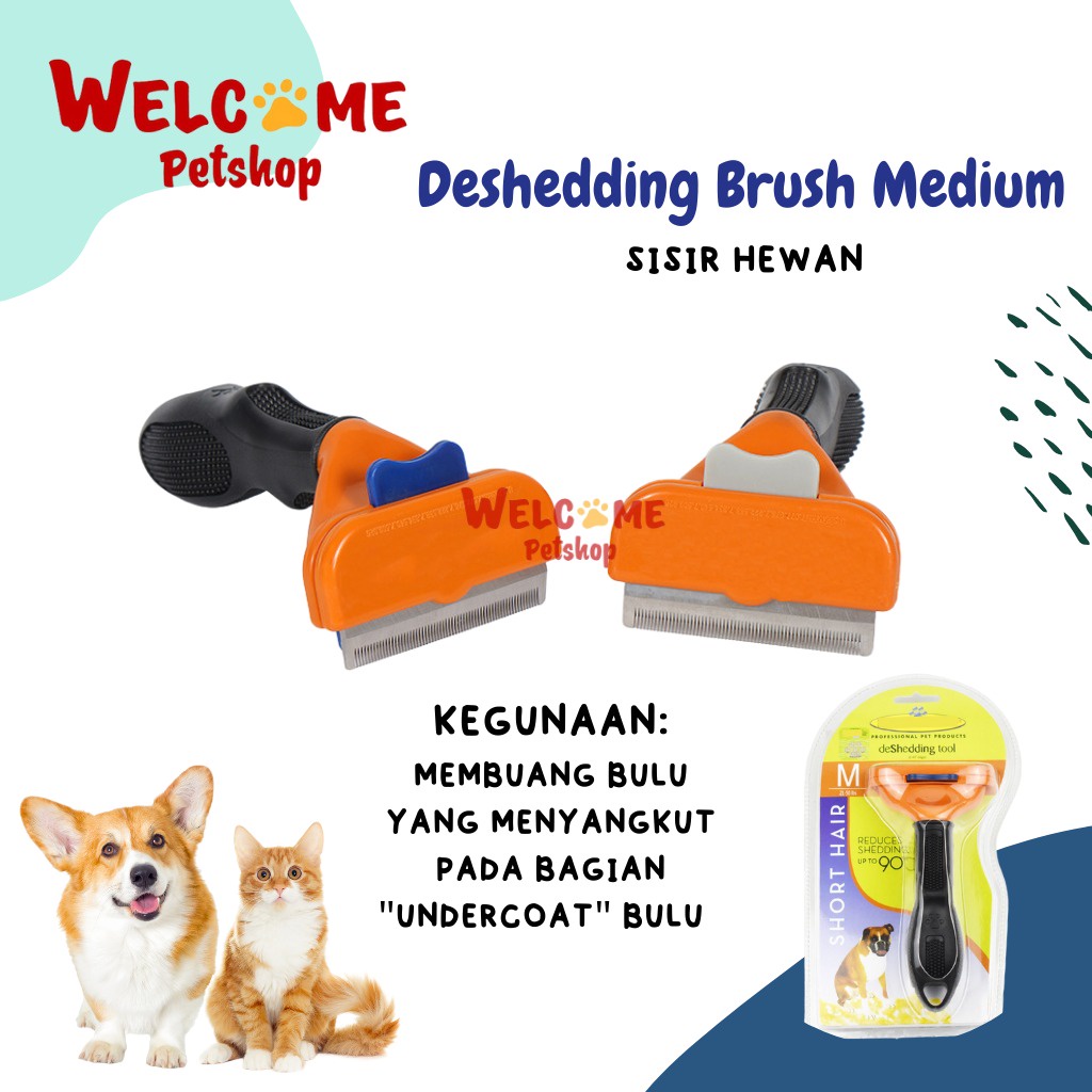 Deshedding Brush MEDIUM Sisir Bulu Anjing Kucing Kelinci Pelepas Bulu