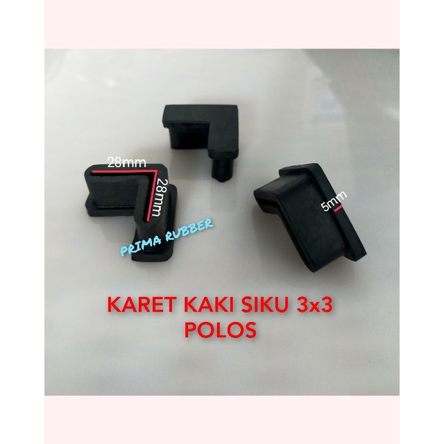 KARET KAKI SIKU 3x3 POLOS KARET KAKI MEJA RAK KURSI BESI SIKU