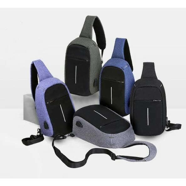 TAS SLEMPANG SLING BAG WANITA PRIA TAS SELEMPANG ANTI MALING USB BAG ORIGINAL