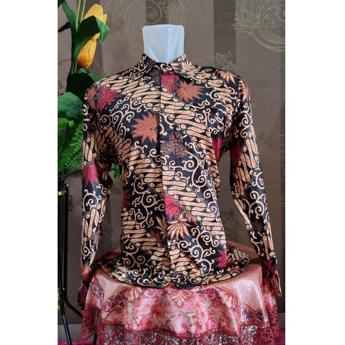 Kemeja Batik Pria Lengan Panjang Dan Lengan Pendek Motif Kenanga Hitam