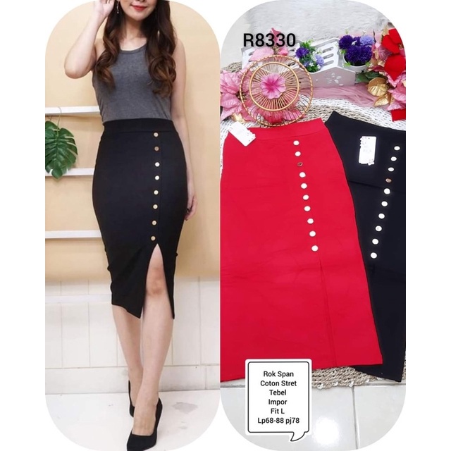 MS 671 8340 8330 Rok Span pencil skirt* rok panjang lebih dr selutut-8330 MERAH