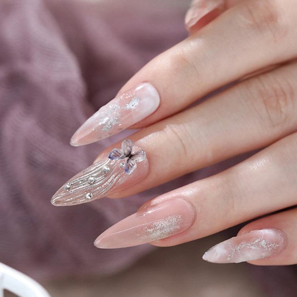 AUGUSTINA Agustin 3D Butterfly Nail Art Dekorasi 30pcs/roda Manikur Elegan Tips DIY Perhiasan Kuku Aneka Kuku Berlian Imitasi