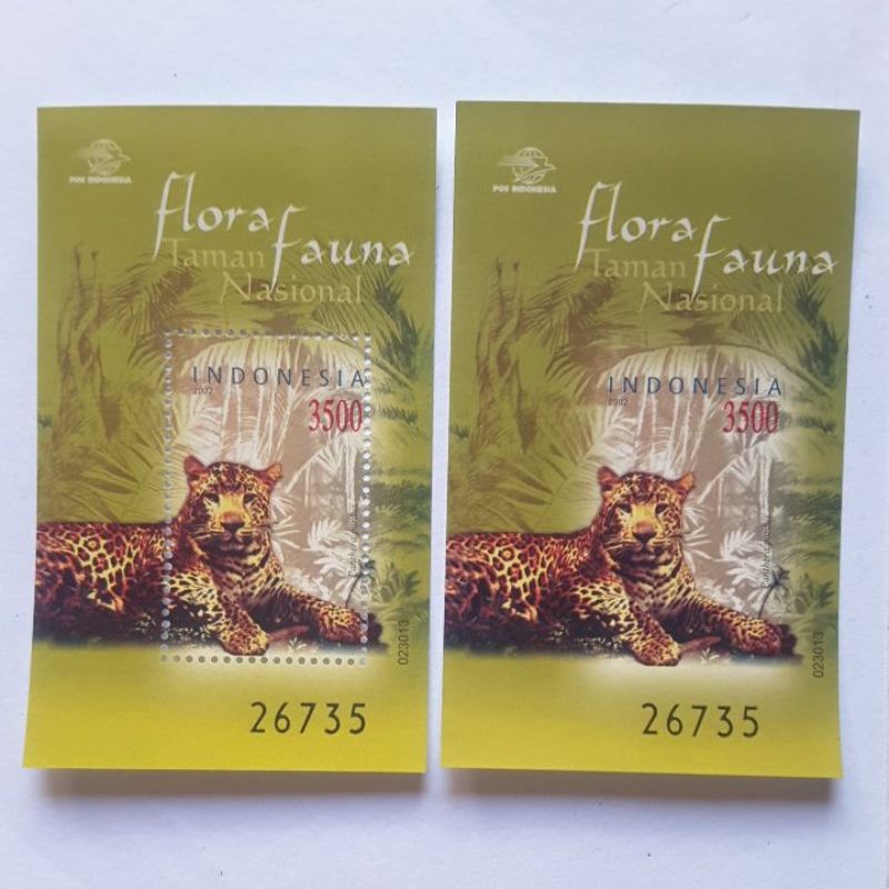 

Perangko prangko Indonesia 2002 flora fauna set 2 souvenir sheet termasuk non porporasi