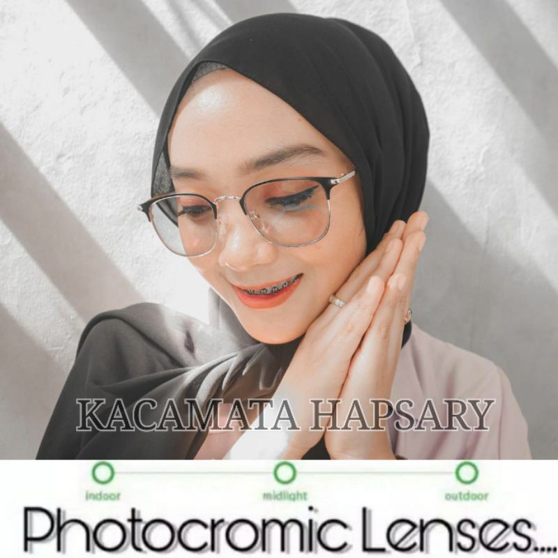 FRAME KACAMATA BESI 0081 FASHION WANITA 2 IN 1 ( LENSA PHOTOCROMIC ) KACAMATA MINUS | ANTI RADIASI