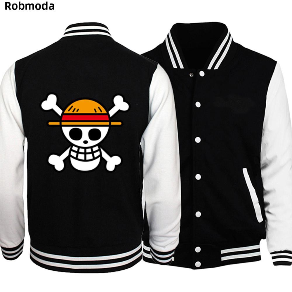 TERBARU Bomber Jacket 2019 Spring Japanese Anime One Piece Luffy Men Jacket Coat Baseball Mens