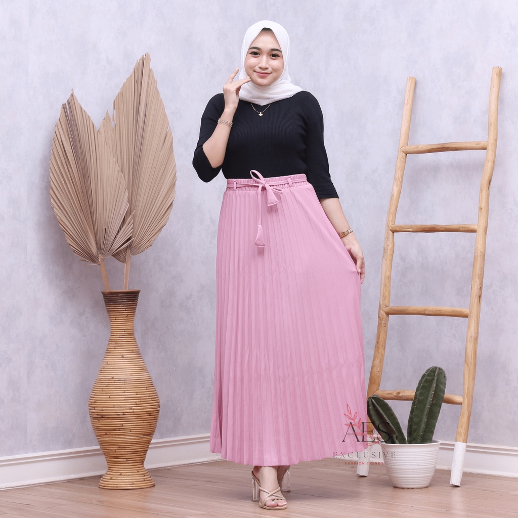 PROMO ROK WANITA PLISKET DEWASA PREMIUM KOSHIBO CREPE TEBAL TIDAK NERAWANG 100% REAL PICT