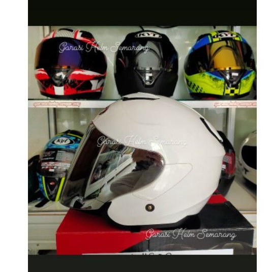 KYOTO WHITE PAKET GANTENG HELM HALF FACE KYT KYOTO PUTIH