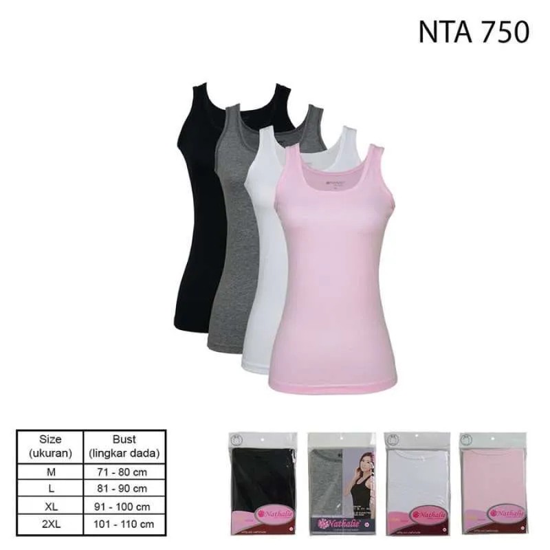 Nathalie Kaos Tanktop Wanita Basic 1 PCS Pakaian Dalam NTA 750 DI-2