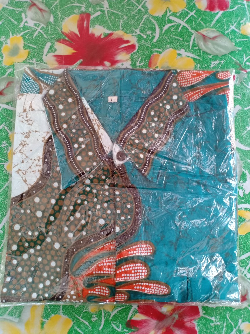 Asifa Batik Hrb026 Kenongo Kemeja Tosca Pendek Pekalongan Padi M L Xl Sogan Tulis Halus Kemeja Batik