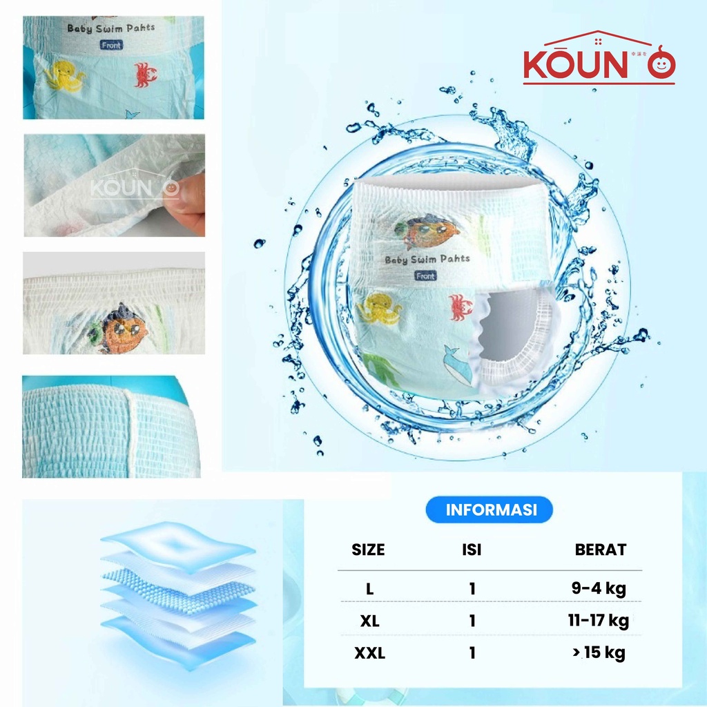 Popok Renang Bayi Anak Popok Tahan Air Popok Sekali Pakai Disposable Diapers Baby Swim Pants