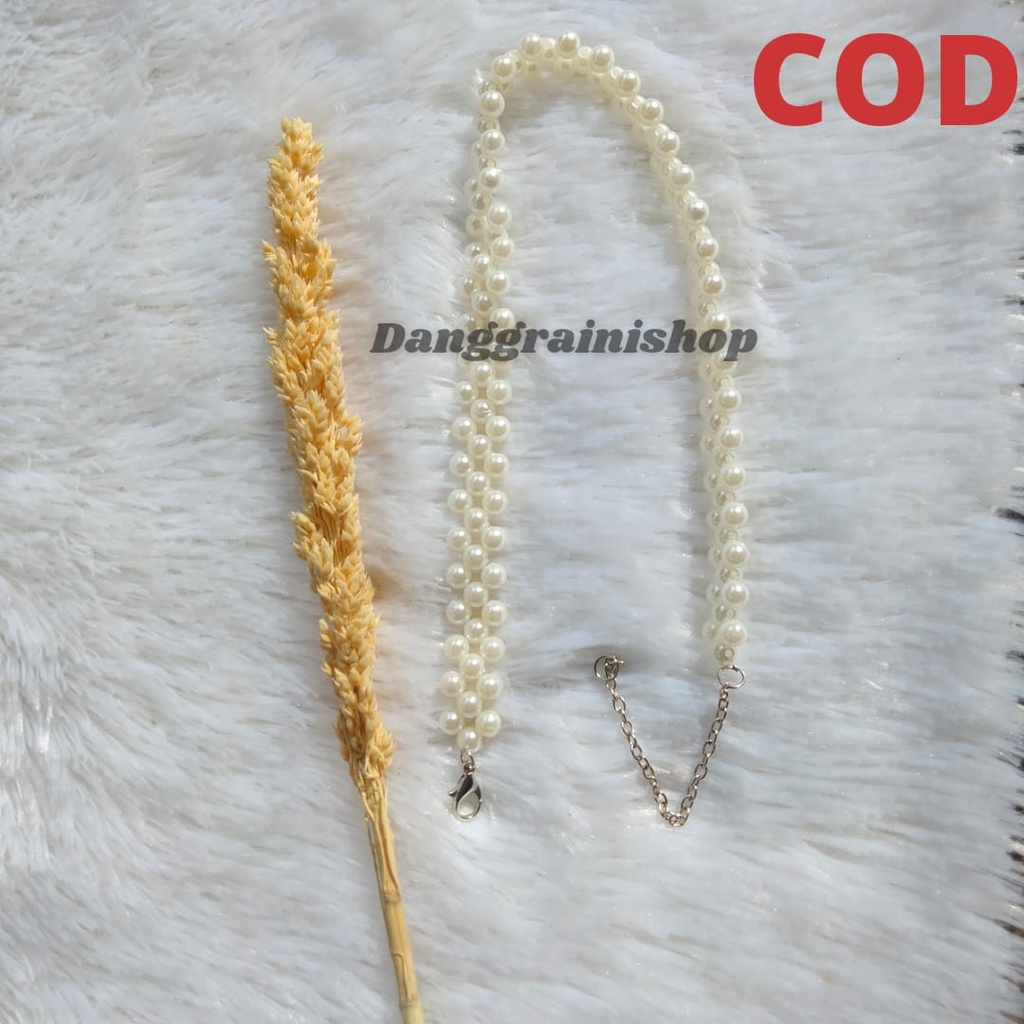 Pearl chooker necklace, kalung mutiara rangkai, kalung korea