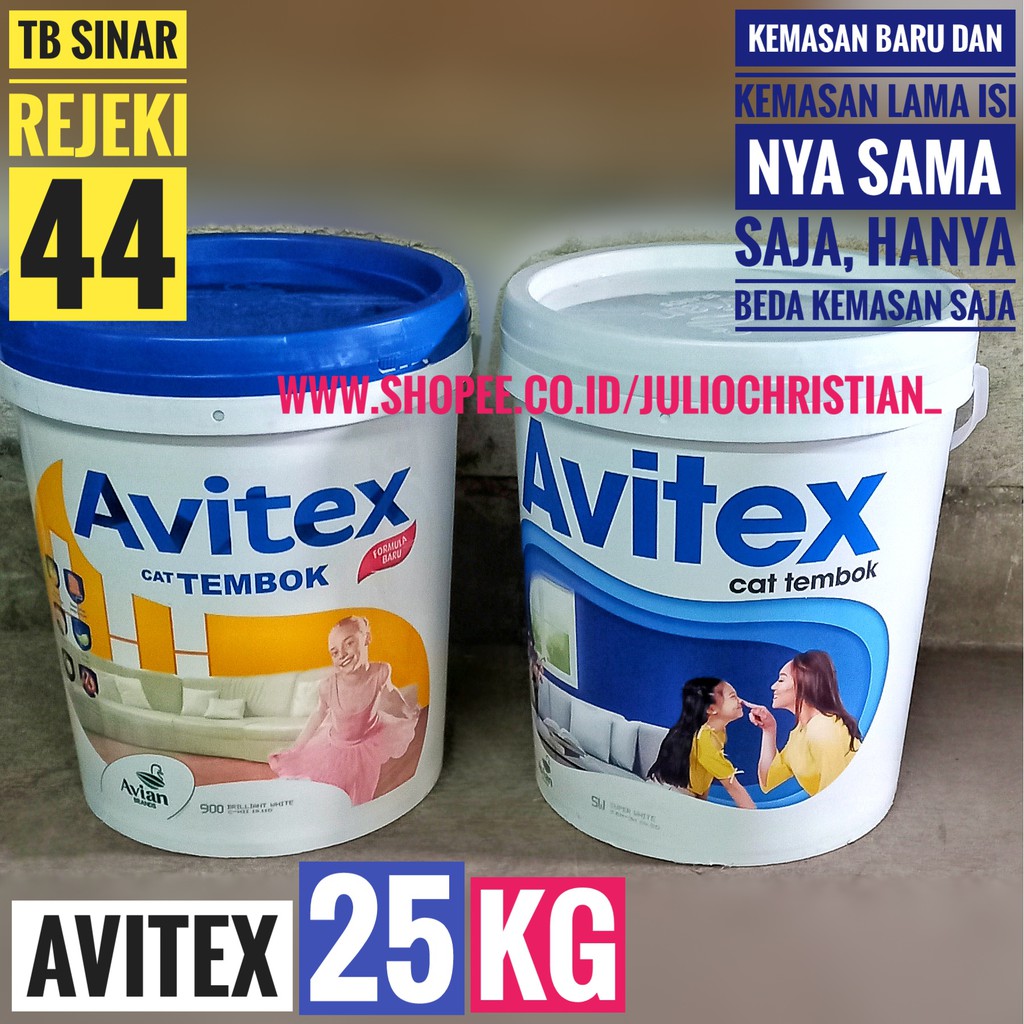  AVITEX  PAIL 25 KG Cat  Tembok Dinding INTERIOR WARNA  READY 