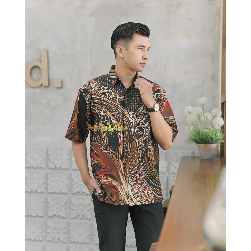 Hastanta Kemeja Batik Pria Lengan Pendek Atasan Batik Pria Baju Batik Pria Batik Modern By Gba