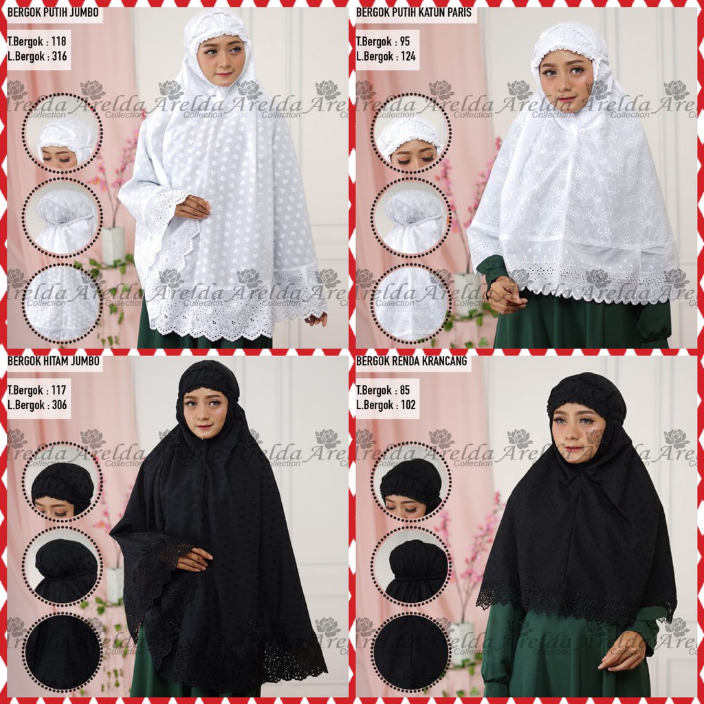 Bergo Katun Paris Standar dan Jumbo warna Hitam dan Putih