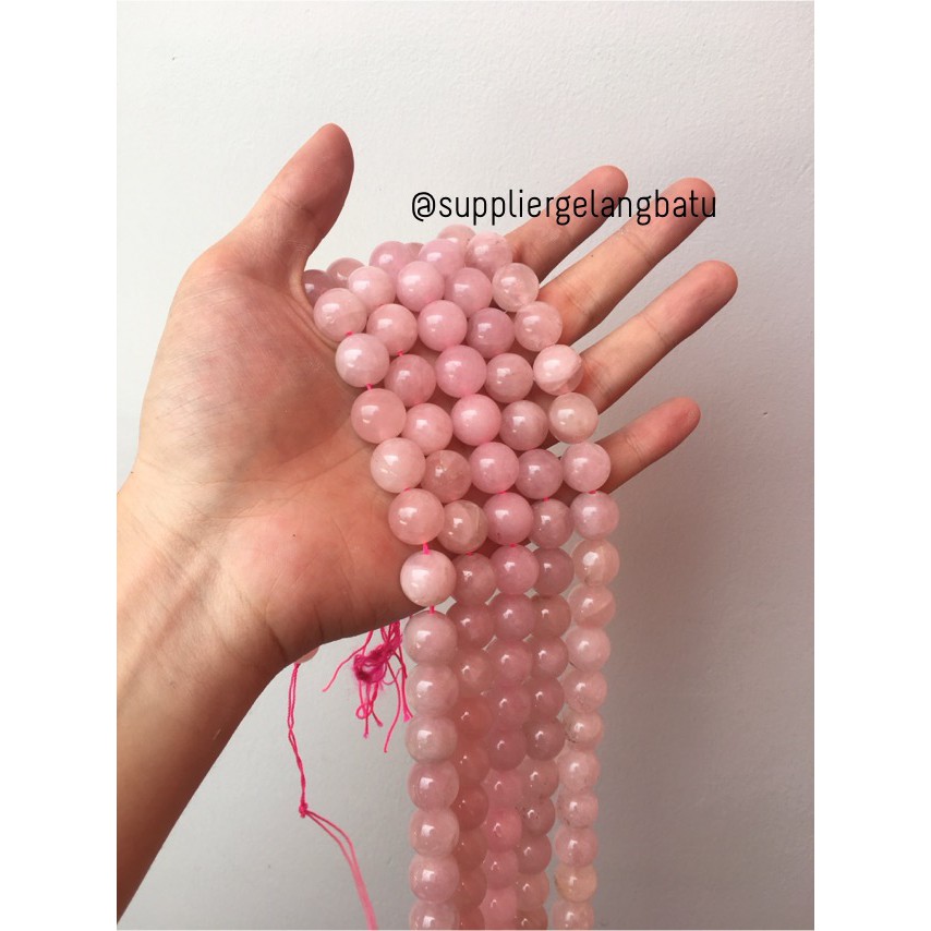 batu kristal rose quartz 14mm pink natural crystal stone healing ping kuarsa alam yoga kesehatan