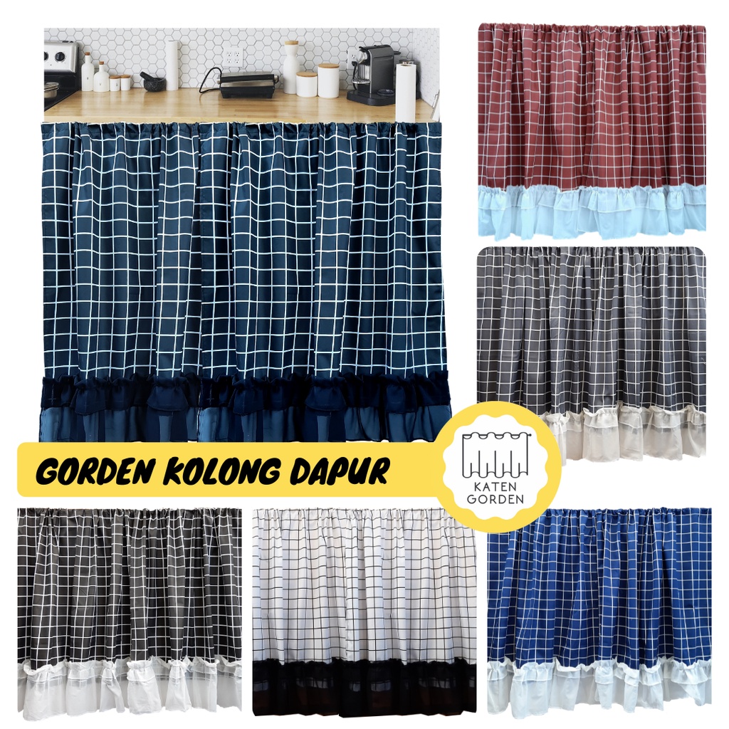 GORDEN KOLONG DAPUR MINIMALIS- HORDENG DAPUR MURAH - KORDEN MEJA DAPUR MOTIF KOTAK HITAM