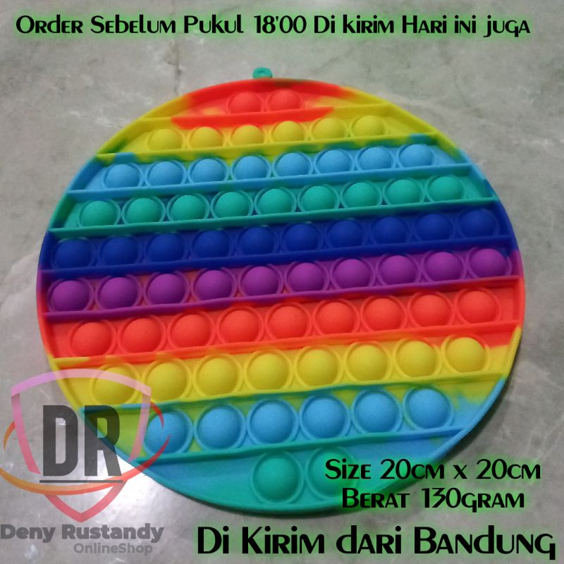 Mainan Pop It rainbow fidget Push Warna Warni Stress Relieve Toys Jumbo 20cm-3