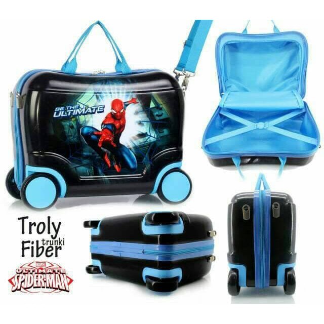 "Tas Koper Anak Trunkie Fiber Spiderman 4Roda"