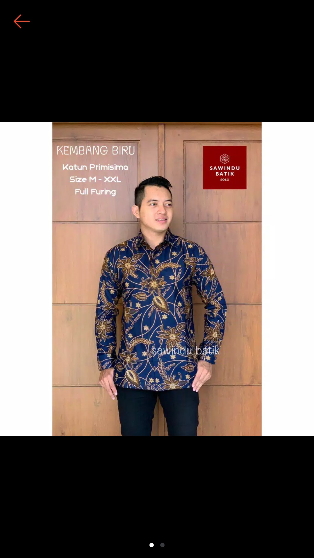 Batik Pria Kembang Biru Batik Solo Halus Asli Katun Primisima Full Furing
