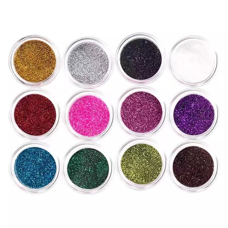 12 WARNA GLITER POT 1 SET GLITTER HIASAN KUKU NAIL ART SLIME GLITER HENNA