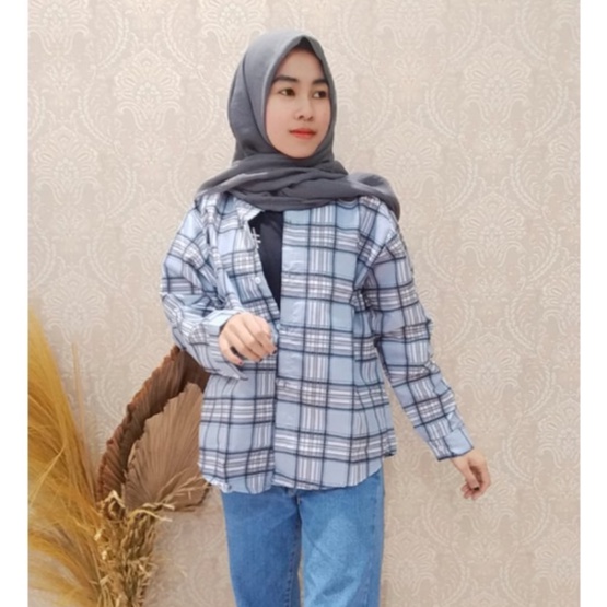 KEMEJA MERYYL FLANEL SHIRT / KEMEJA WANITA OVERSIZED KOTAK FLANEL TARTAN-5
