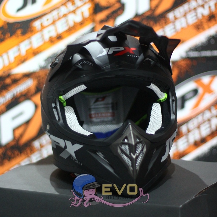 PROMO HELM JPX CROSS SOLID + GOGGLE SNAIL MX30 ORIGINAL HELM JPX SOLID JPX POLOS HELM CROSS POLOS HITAM DOFF PUTIH YELLOW JPX POLOS