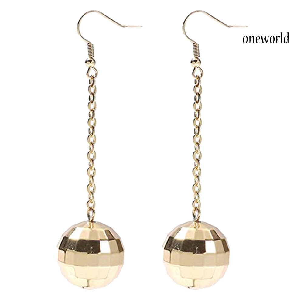 OW@ Women Fashion Disco Ball Tassel Long Dangle Hook Earrings Party Jewelry Gift