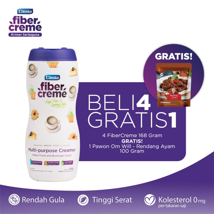 

Krimer- Fibercreme Jar 168Gr - 4Pcs Gratis Rendang Ayam Pawon Om Will -Krimer.