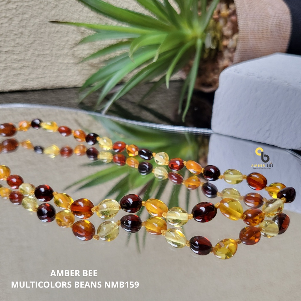 Kalung Amber Bayi Premium Glossy Multicolor Beans NMB159 By Amber Bee