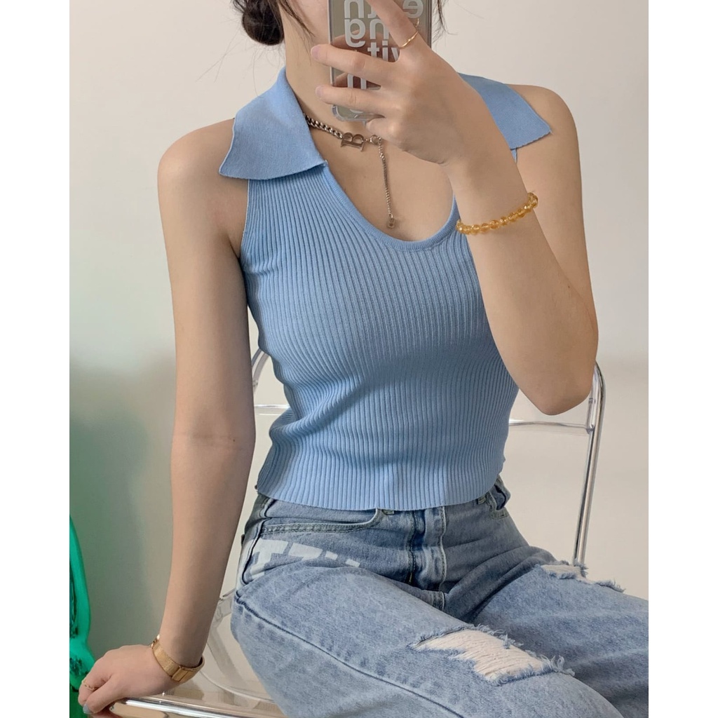 BeliBeliDeh - Vest Neck (8031)/ Baju Import/ Baju Rajut Wanita Import/ Baju Rajut Wanita