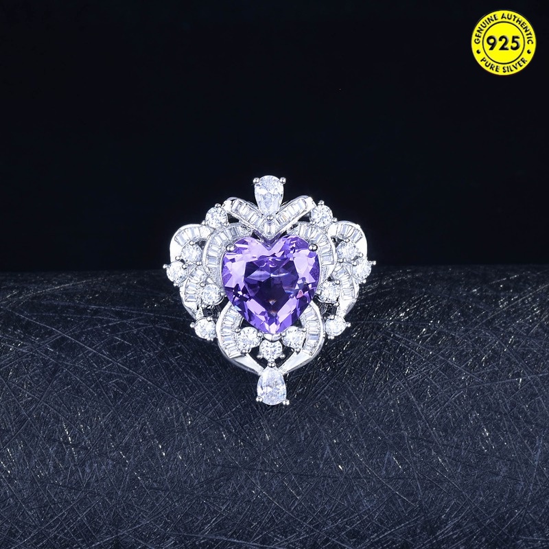 Cincin Dengan Liontin Kristal Amethyst Lavender Natural