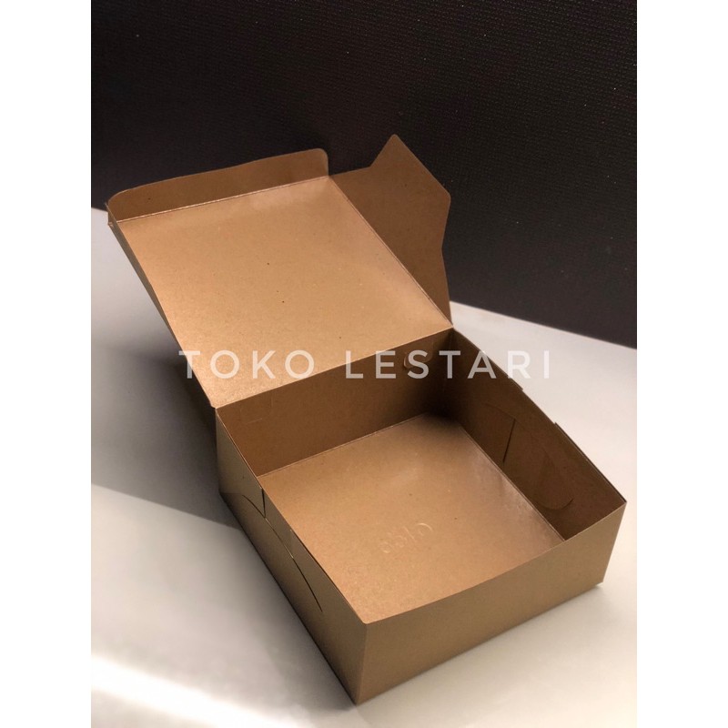 LAMINASI Box Kraft Coklat Untuk Kotak Kue Roti Cake Snack 20 x 20 7.5 CM