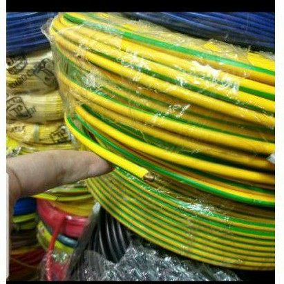 Kabel Grounding Tunggal NYA 4 mm Kuning Hijau meteran