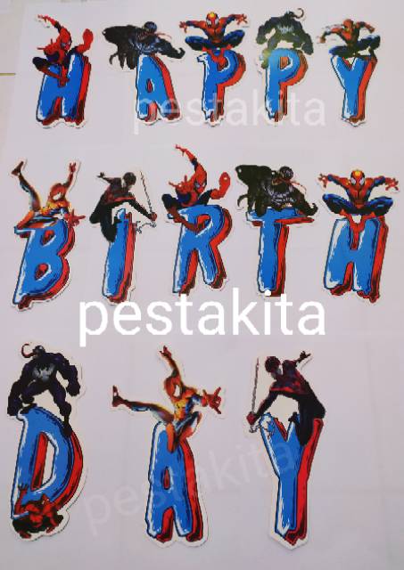 Banner Happy Birthday Karakter Jumbo / Banner Flag Karakter Lol / Spiderman / Banner Ulang Tahun @ul