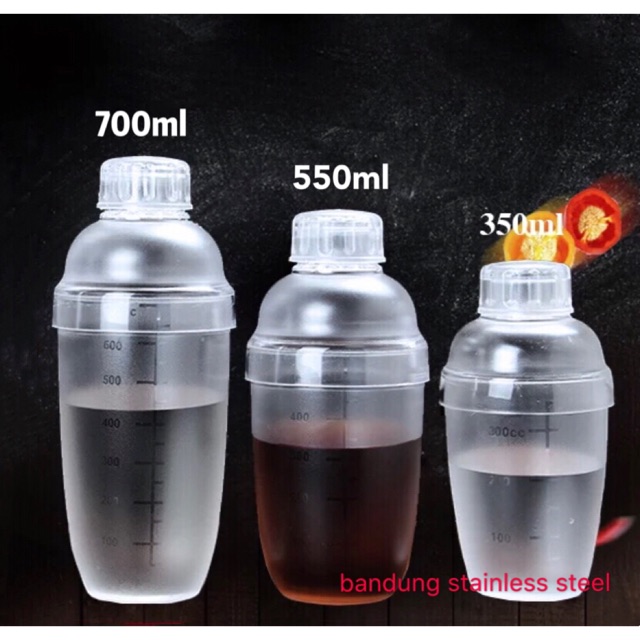 Cocktail shaker PC 700ml acrylic pengocok minuman plastik mixing gelas