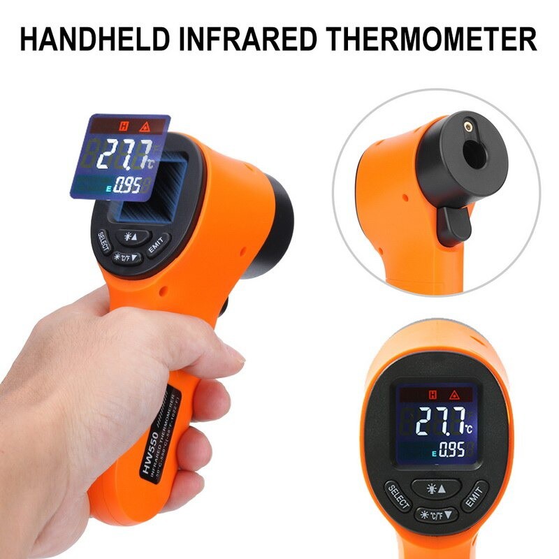 Infrared Thermometer Non-contact LCD Industrial Kitchen Temperature Gun HW550 -50~550°C